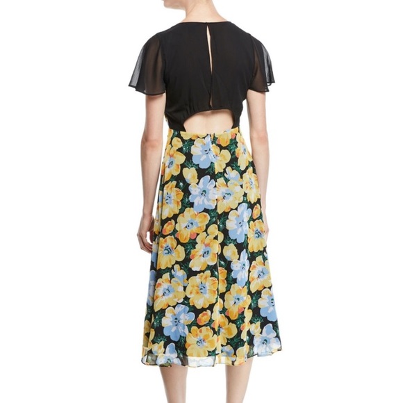 Club Monaco Coran Floral Flutter Sleeve Cutout Back Midi Dress Size 4 NWT - Picture 2 of 14